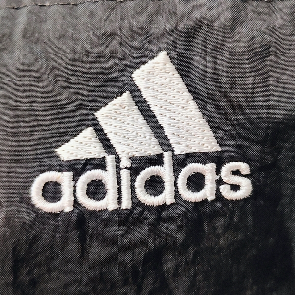 Adidas Vintage Men's Black Windbreaker with White Stripes. - Picture 4 of 12